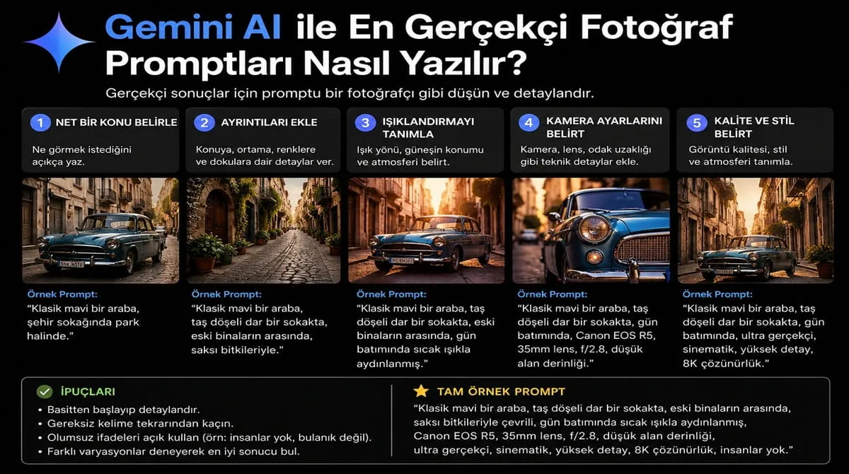 Gemini AI ile En Gerçekçi Fotoğraf Promptları Nasıl Yazılır?