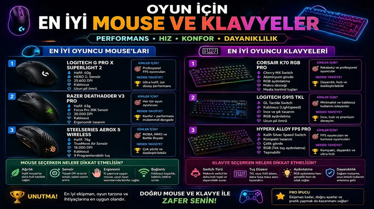 Oyun İçin En İyi Mouse ve Klavyeler